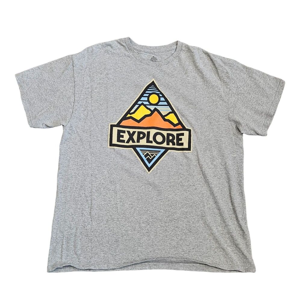 "Explore" Men's Short Sleeve Cotton Blend Graphic T-Shirt Size XL